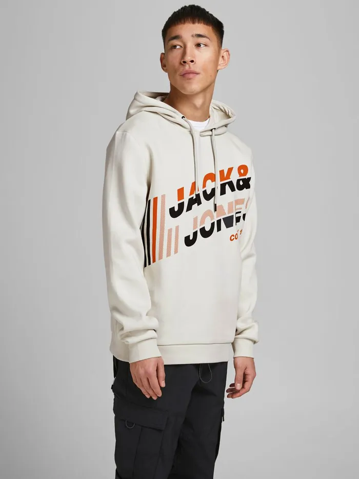 Sweatshirts JACK and JONES Mens LOOPBACK CORD HOODIE Beige Silver Birch Cheap On Sale Sweatshirts JACK and JONES Mens LOOPBACK CORD HOODIE Beige Silver Birch Cheap On Sale