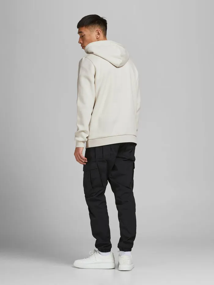 Sweatshirts JACK and JONES Mens LOOPBACK CORD HOODIE Beige Silver Birch Cheap On Sale