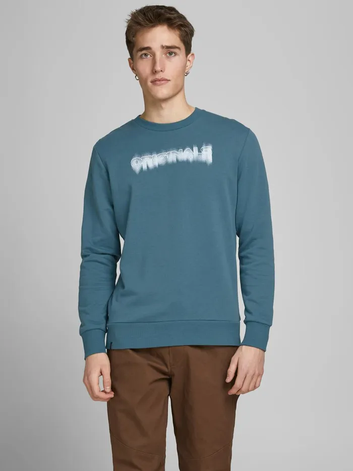 Sweatshirts JACK and JONES Mens LOOPBACK LOGO SWEATSHIRT Blue Mallard Blue Gift Ideas Sweatshirts JACK and JONES Mens LOOPBACK LOGO SWEATSHIRT Blue Mallard Blue Gift Ideas