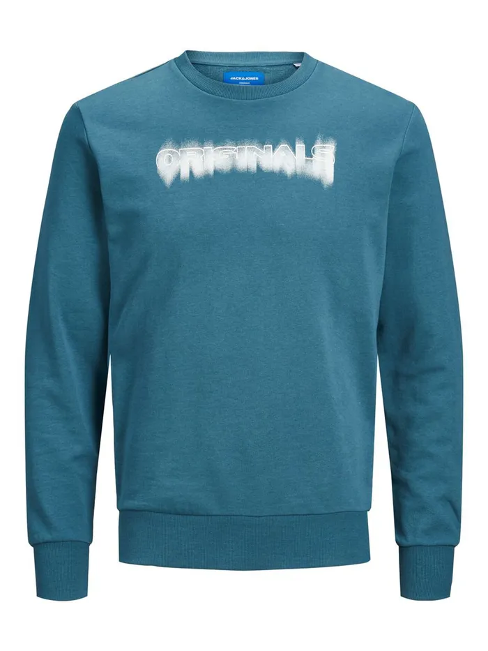 Sweatshirts JACK and JONES Mens LOOPBACK LOGO SWEATSHIRT Blue Mallard Blue Gift Ideas