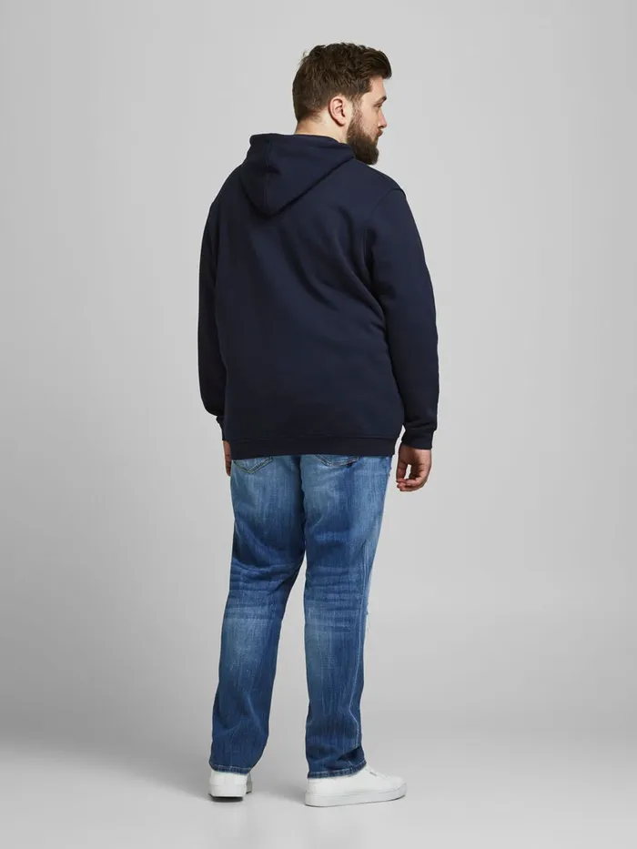 Sweatshirts JACK and JONES Mens LOOPBACK PLUS SIZE HOODIE Blue Navy Blazer Gift Ideas