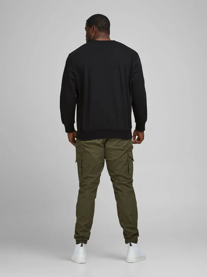 Sweatshirts JACK and JONES Mens LOOPBACK PLUS SIZE SWEATSHIRT Black Black For Sale