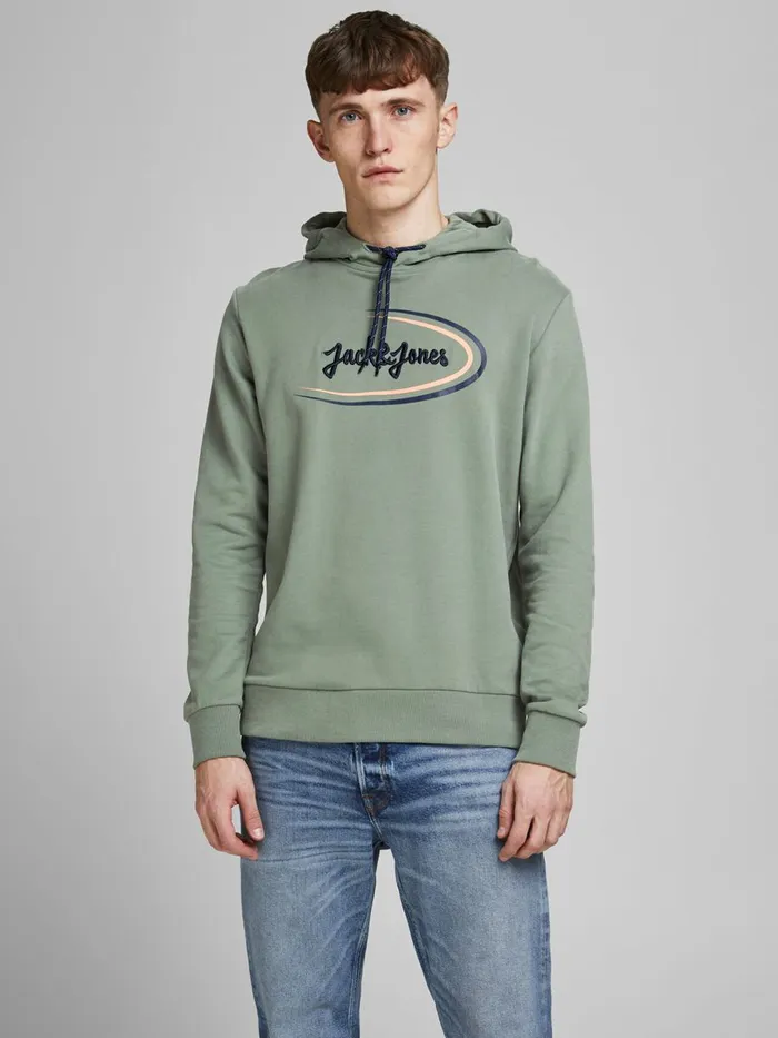 Sweatshirts JACK and JONES Mens ORGANIC COTTON PRINT HOODIE Green Sea Spray Near Me Sweatshirts JACK and JONES Mens ORGANIC COTTON PRINT HOODIE Green Sea Spray Near Me