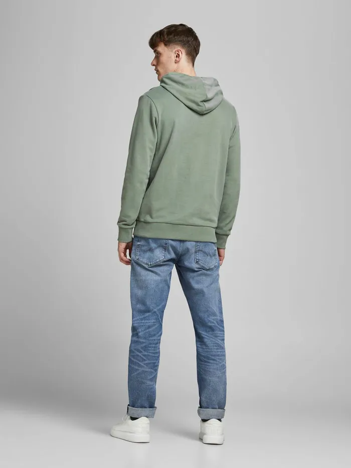 Sweatshirts JACK and JONES Mens ORGANIC COTTON PRINT HOODIE Green Sea Spray Near Me