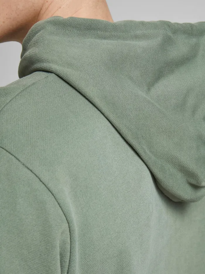 Sweatshirts JACK and JONES Mens ORGANIC COTTON PRINT HOODIE Green Sea Spray Near Me