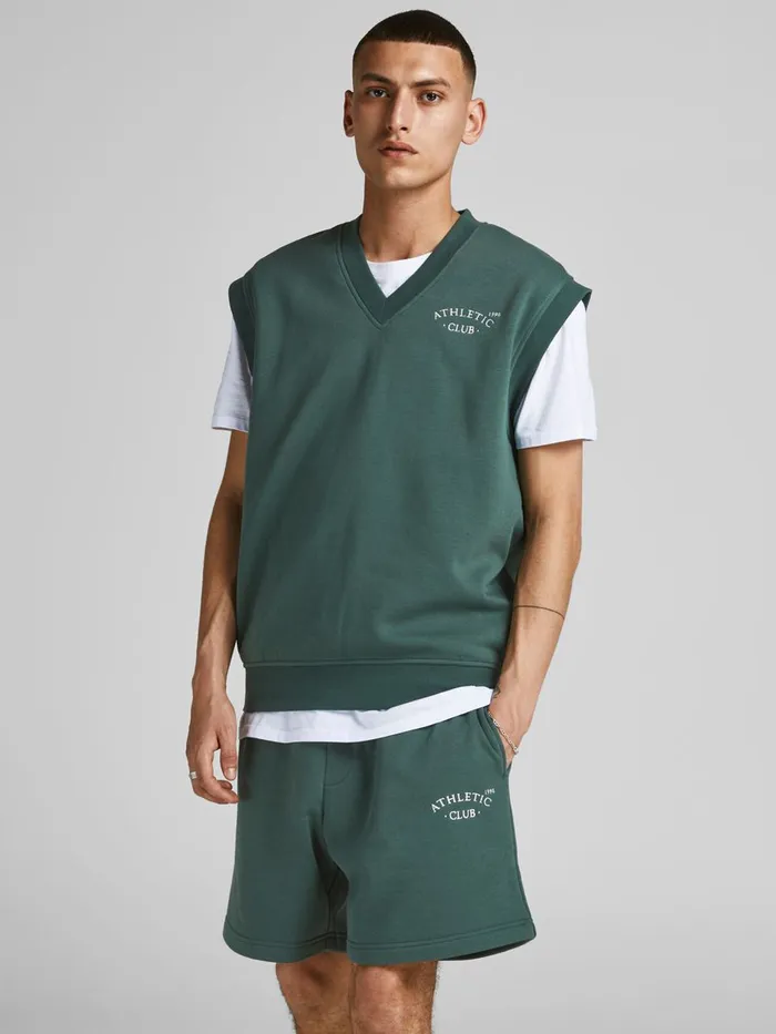 Sweatshirts JACK and JONES Mens PRINT GILET Green Trekking Green Gift for Friend Sweatshirts JACK and JONES Mens PRINT GILET Green Trekking Green Gift for Friend