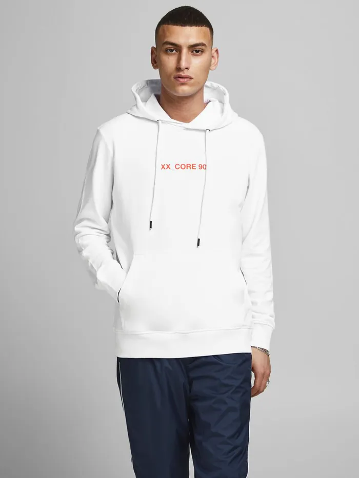 Sweatshirts JACK and JONES Mens SIMPLE HOODIE White White Gift 4 You