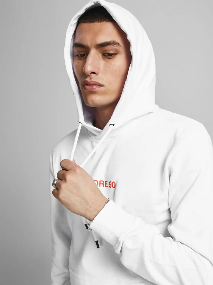 Sweatshirts JACK and JONES Mens SIMPLE HOODIE White White Gift 4 You