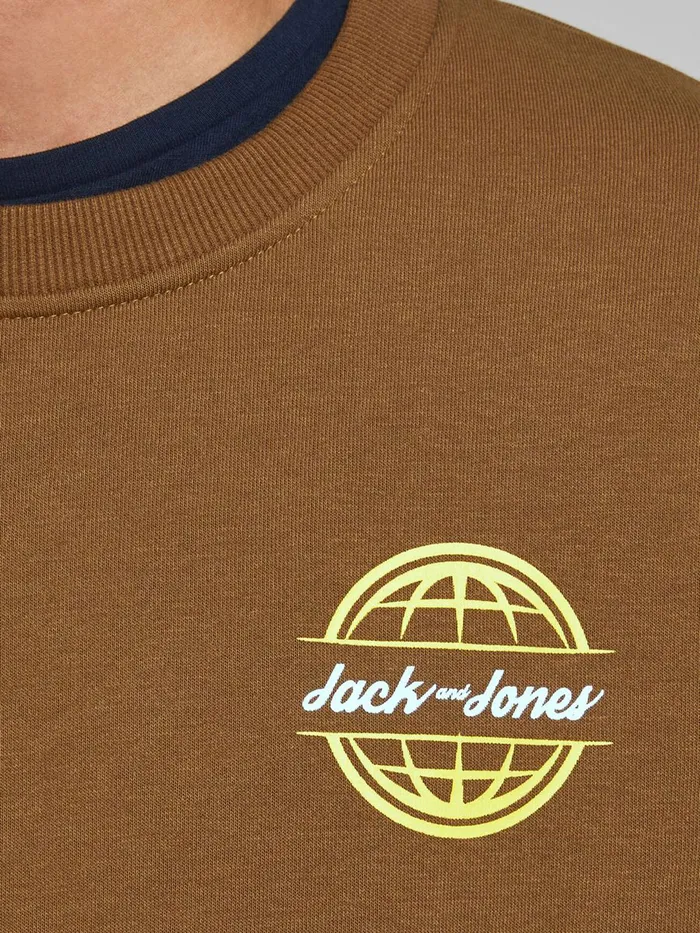 Sweatshirts JACK and JONES Mens SMALL LOGO SWEATSHIRT Brown Rubber Gift Ideas