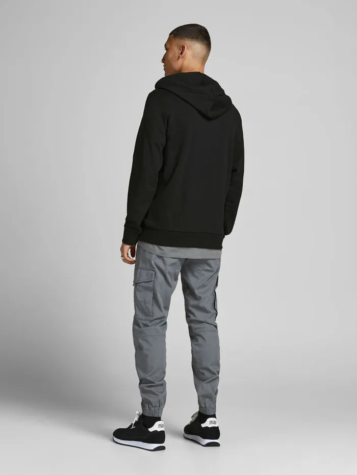 Sweatshirts JACK and JONES Mens ZIPPED HOODIE Black Black On Sale