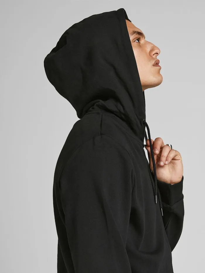 Sweatshirts JACK and JONES Mens ZIPPED HOODIE Black Black On Sale