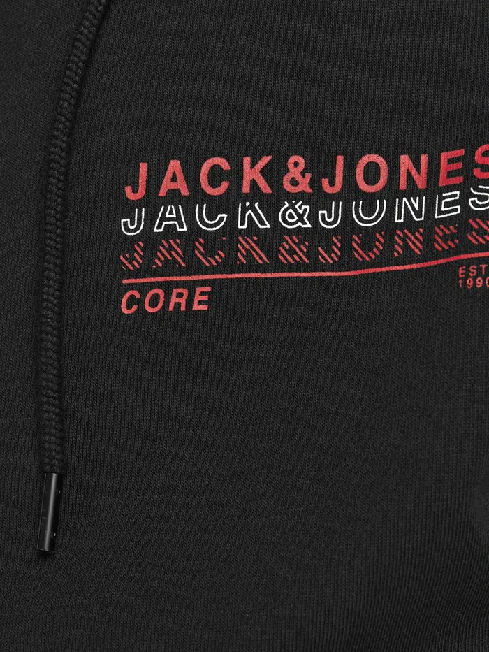 Sweatshirts JACK and JONES Mens ZIPPED HOODIE Black Black On Sale