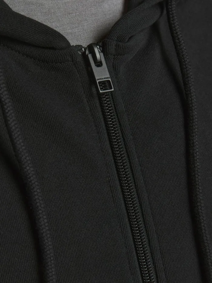 Sweatshirts JACK and JONES Mens ZIPPED HOODIE Black Black On Sale