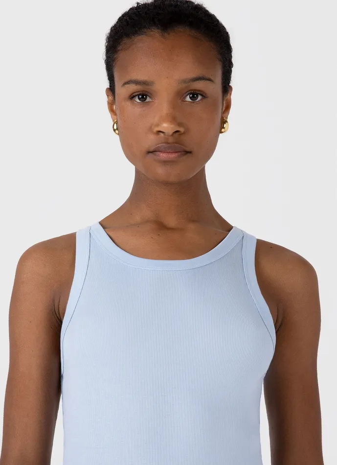 Tshirts and Tops ussunspel Women Ribbed Tank Top Blue Mist