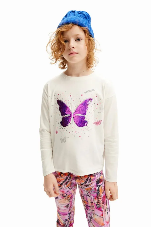 Tshirts And Shirts Kids Desigual Butterfly Print Tshirt White