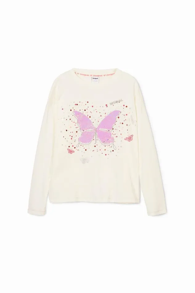 Tshirts And Shirts Kids Desigual Butterfly Print Tshirt White