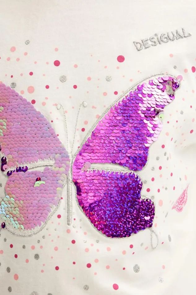 Tshirts And Shirts Kids Desigual Butterfly Print Tshirt White