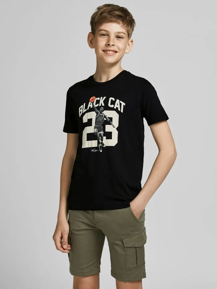 Tshirts JACK and JONES Junior BOYS BASKETBALL PRINT TSHIRT Black Black Gift for Friend Tshirts JACK and JONES Junior BOYS BASKETBALL PRINT TSHIRT Black Black Gift for Friend