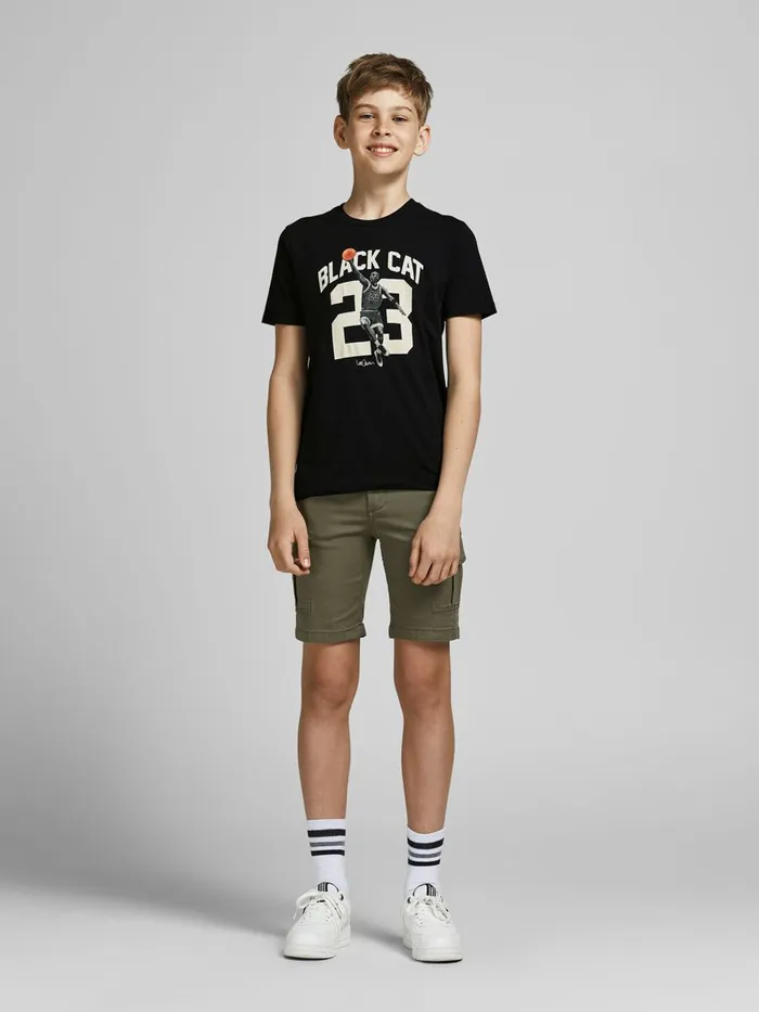 Tshirts JACK and JONES Junior BOYS BASKETBALL PRINT TSHIRT Black Black Gift for Friend