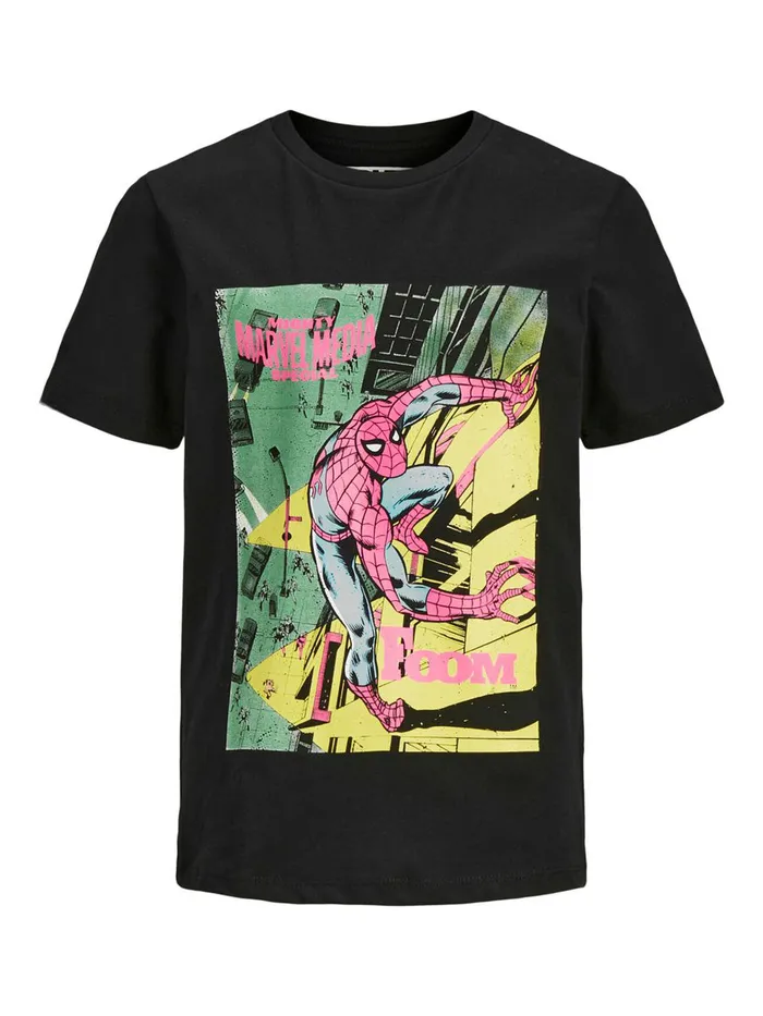 Tshirts JACK and JONES Junior BOYS MARVEL TSHIRT Black Black Popular