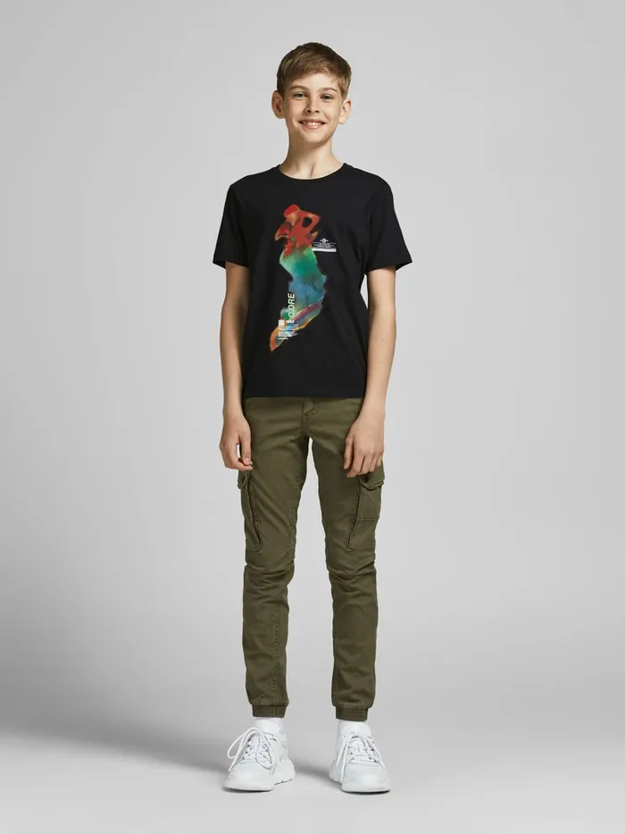 Tshirts JACK and JONES Junior BOYS TROPICAL PRINT TSHIRT Black Black Gift Ideas