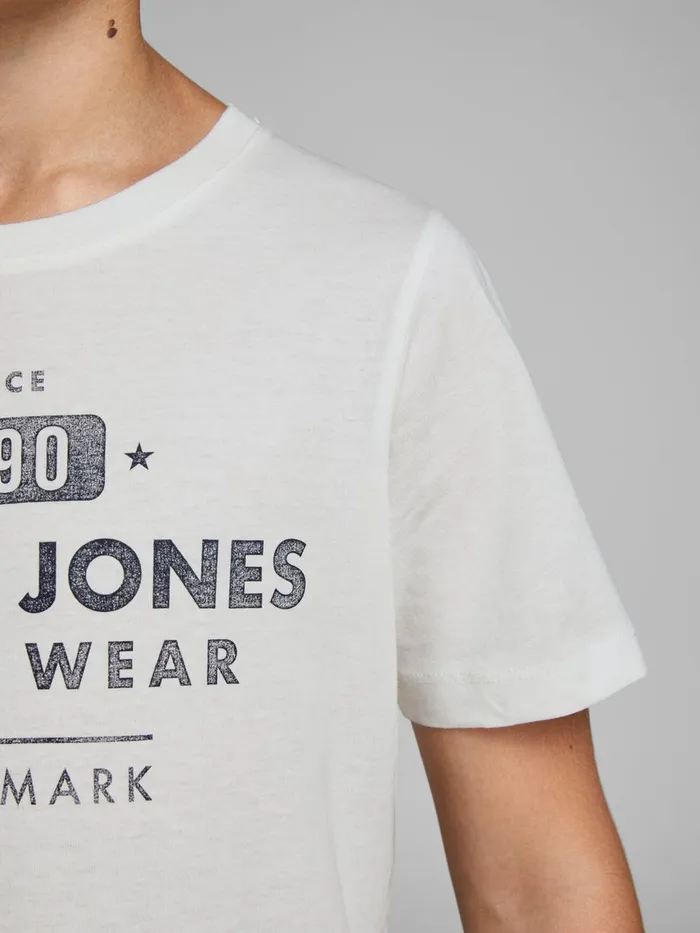 Tshirts JACK and JONES Junior FRONT PRINT BOYS TSHIRT White Cloud Dancer Cheap On Sale