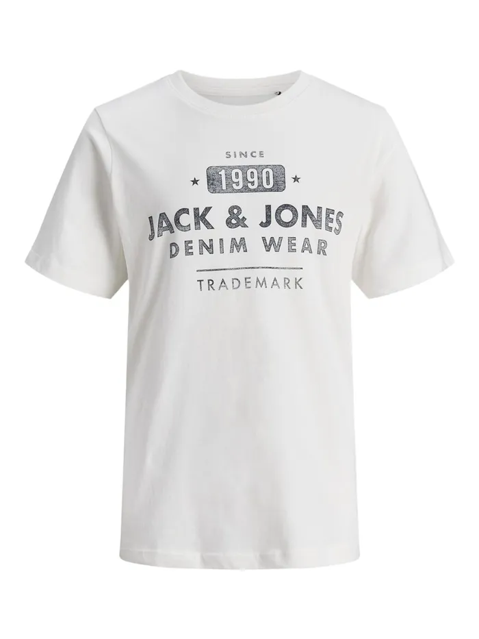 Tshirts JACK and JONES Junior FRONT PRINT BOYS TSHIRT White Cloud Dancer Cheap On Sale