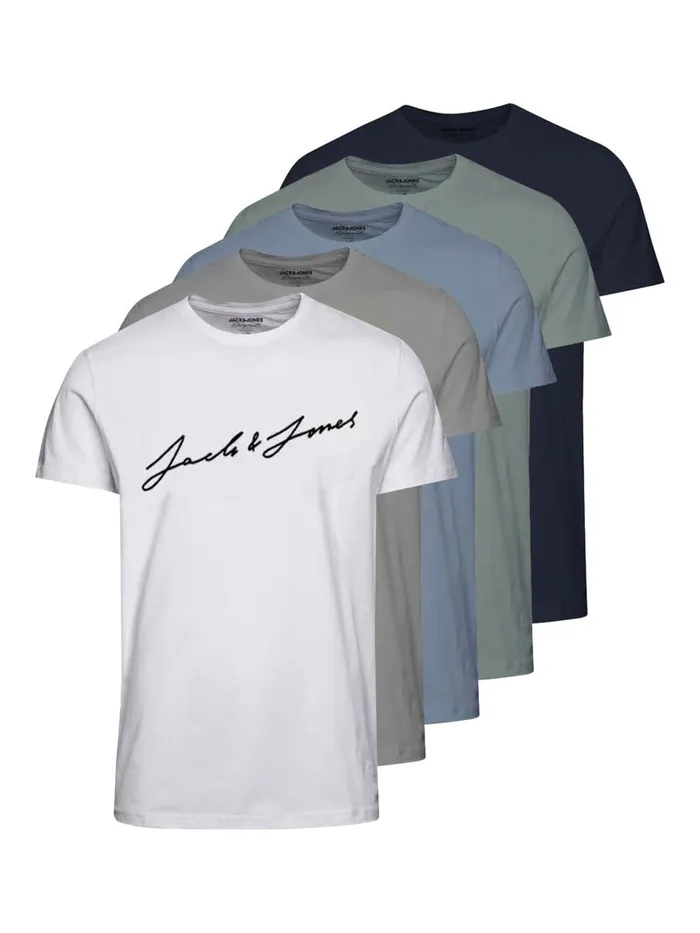 Tshirts JACK and JONES Mens 5PACK LOGO TSHIRT White White Online