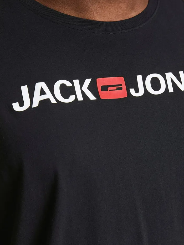 Tshirts JACK and JONES Mens CREW NECK PLUS SIZE LONGSLEEVED TSHIRT Black Black Gift 4 You