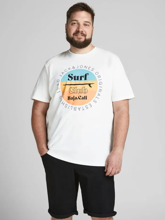 Tshirts JACK and JONES Mens CREW NECK PLUS SIZE TSHIRT White Cloud Dancer Gift Ideas