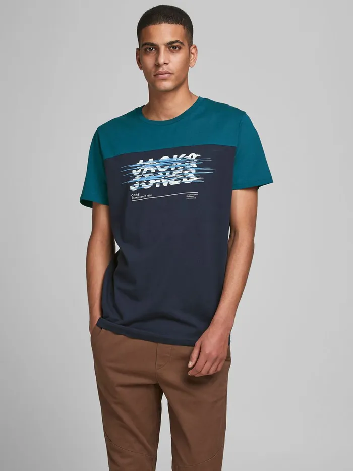 Tshirts JACK and JONES Mens CREW NECK TSHIRT Blue Sailor Blue Cheap On Sale