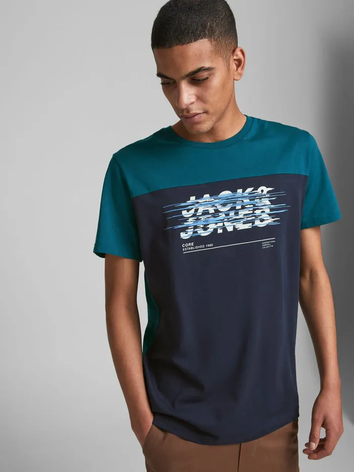 Tshirts JACK and JONES Mens CREW NECK TSHIRT Blue Sailor Blue Cheap On Sale