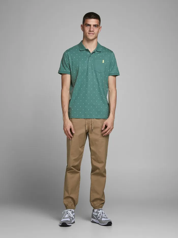 Tshirts JACK and JONES Mens LOGOMANIA POLO SHIRT Green North Atlantic Popular