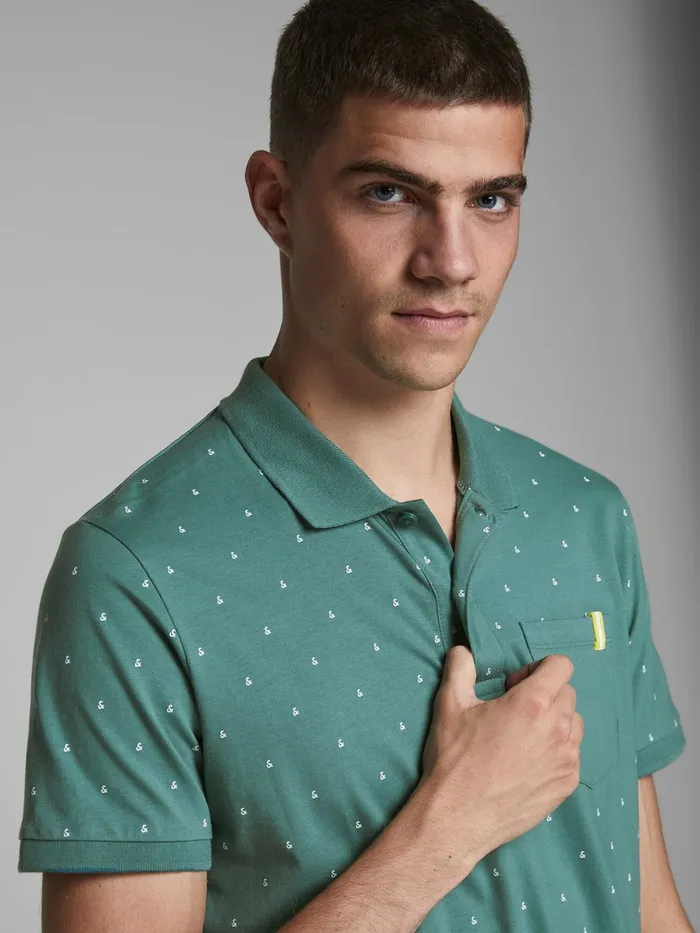 Tshirts JACK and JONES Mens LOGOMANIA POLO SHIRT Green North Atlantic Popular