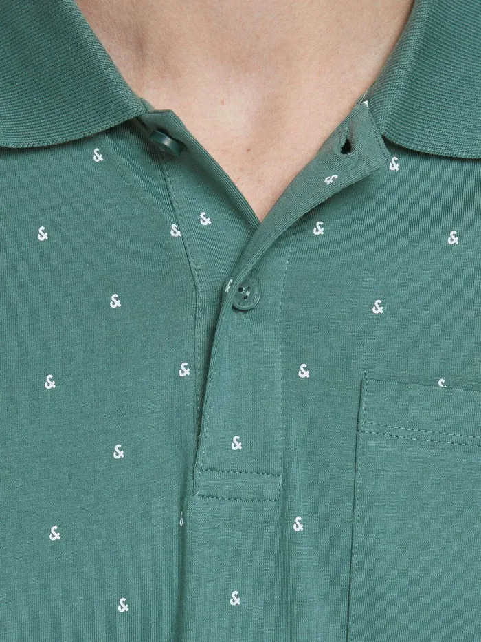 Tshirts JACK and JONES Mens LOGOMANIA POLO SHIRT Green North Atlantic Popular