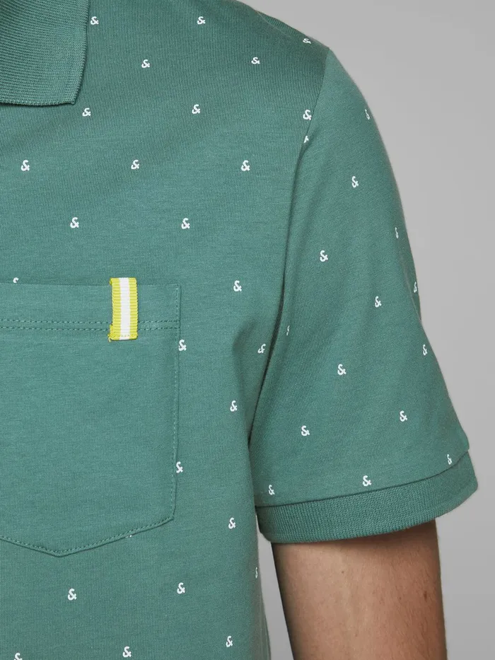 Tshirts JACK and JONES Mens LOGOMANIA POLO SHIRT Green North Atlantic Popular