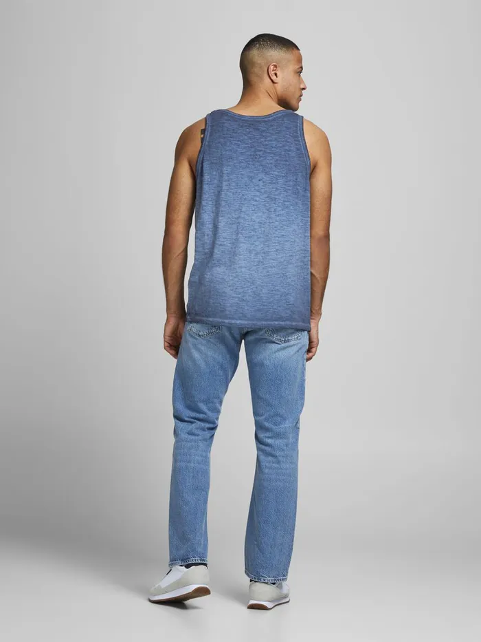 Tshirts JACK and JONES Mens LOOSE FIT DIP DYE TANK TOP Blue Navy Blazer Online