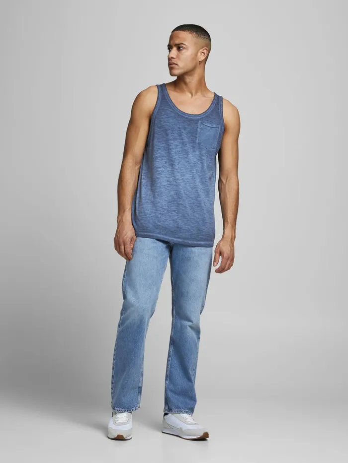 Tshirts JACK and JONES Mens LOOSE FIT DIP DYE TANK TOP Blue Navy Blazer Online