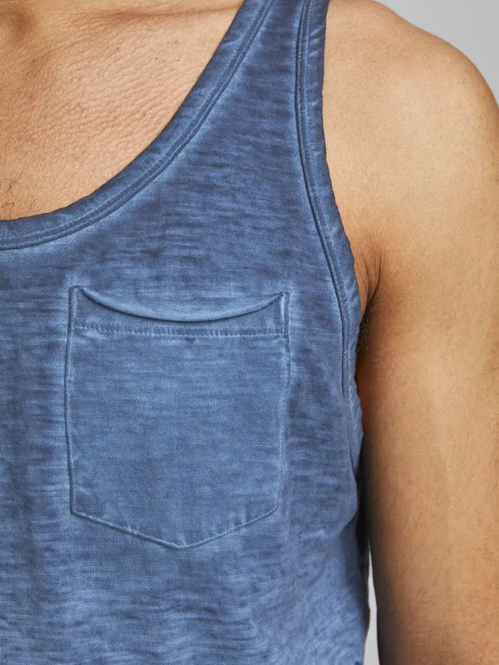 Tshirts JACK and JONES Mens LOOSE FIT DIP DYE TANK TOP Blue Navy Blazer Online