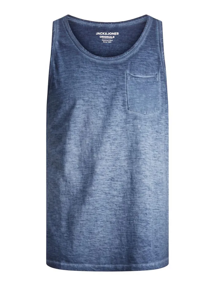 Tshirts JACK and JONES Mens LOOSE FIT DIP DYE TANK TOP Blue Navy Blazer Online