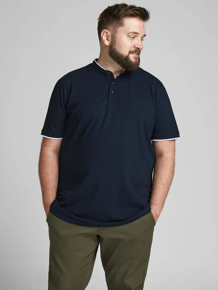 Tshirts JACK and JONES Mens MAO PLUS SIZE POLO Blue New Navy Casaul