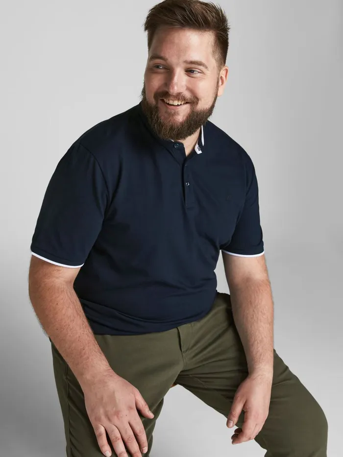 Tshirts JACK and JONES Mens MAO PLUS SIZE POLO Blue New Navy Casaul