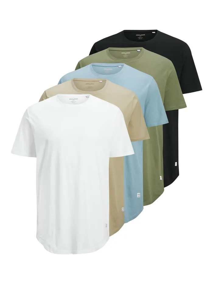 Tshirts JACK and JONES Mens ORGANIC COTTON 5PACK TSHIRT White Crockery Gift 4 You