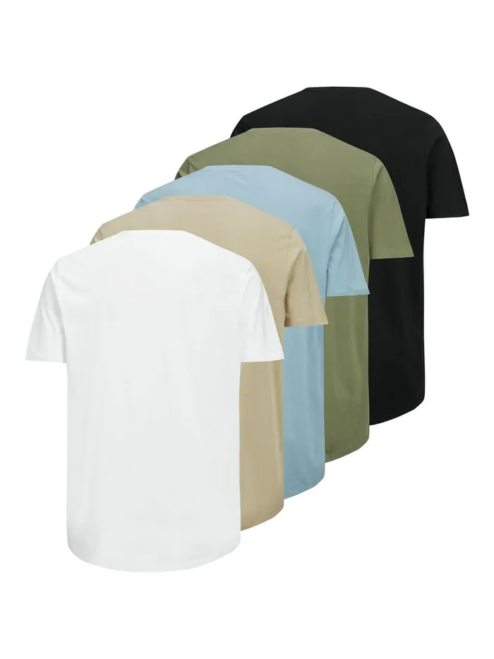 Tshirts JACK and JONES Mens ORGANIC COTTON 5PACK TSHIRT White Crockery Gift 4 You