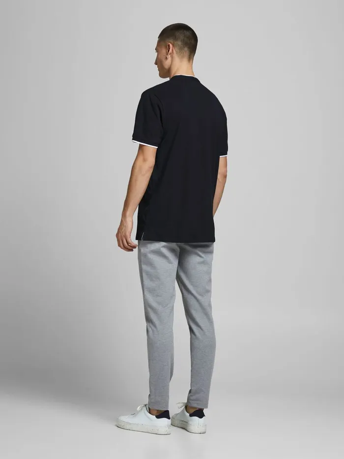 Tshirts JACK and JONES Mens PIQUE MANDARIN COLLAR POLO SHIRT Black Black Popular