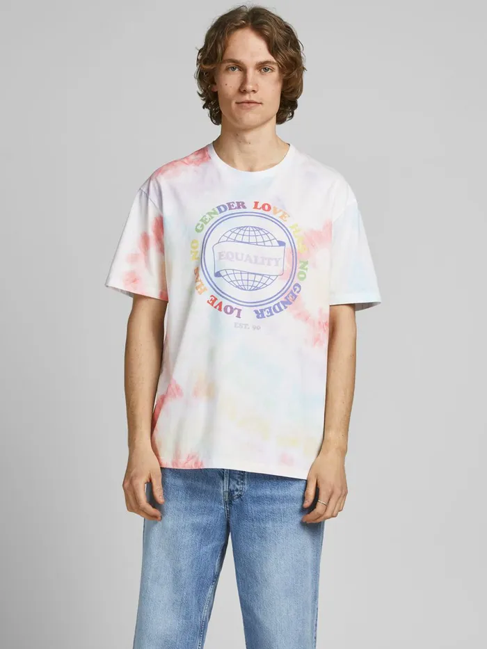 Tshirts JACK and JONES Mens PRIDE TSHIRT White Cloud Dancer Gift Ideas