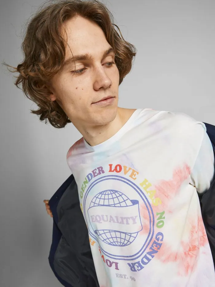 Tshirts JACK and JONES Mens PRIDE TSHIRT White Cloud Dancer Gift Ideas