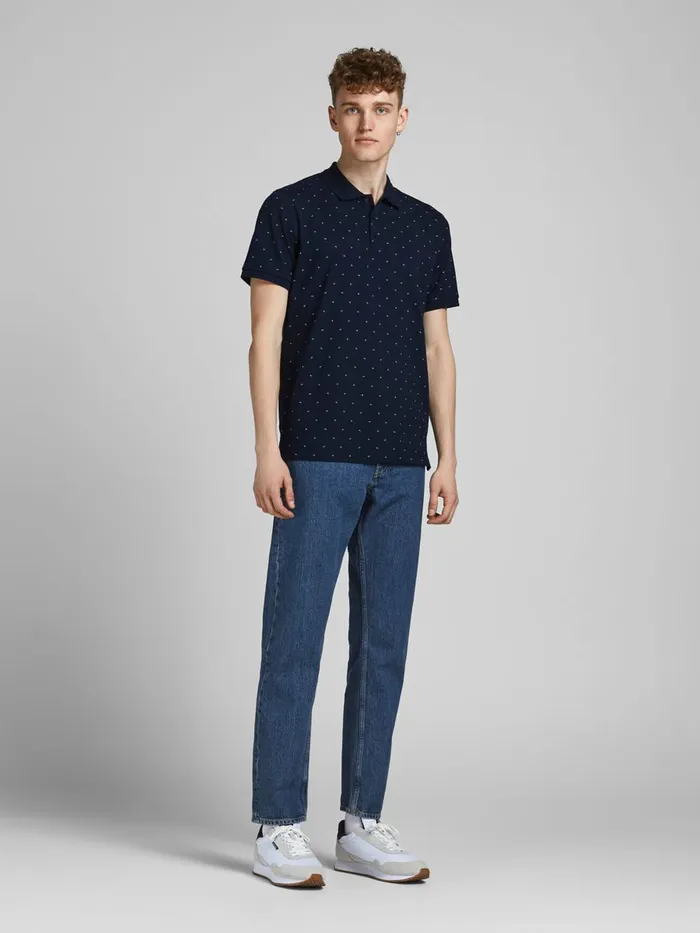 Tshirts JACK and JONES Mens PRINTED PIQUE POLO SHIRT Blue New Navy For Sale