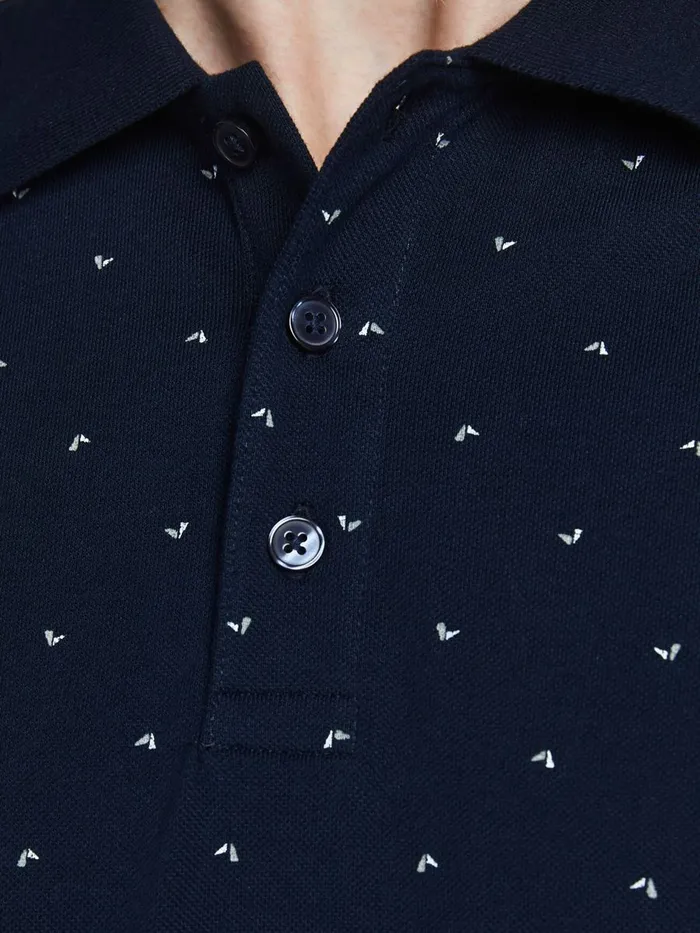 Tshirts JACK and JONES Mens PRINTED PIQUE POLO SHIRT Blue New Navy For Sale
