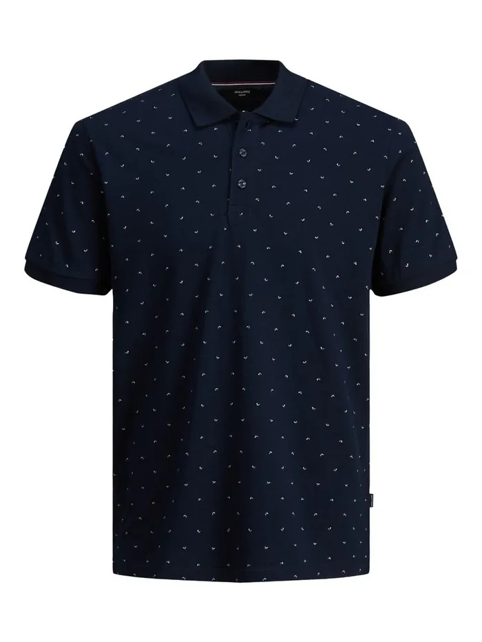 Tshirts JACK and JONES Mens PRINTED PIQUE POLO SHIRT Blue New Navy For Sale